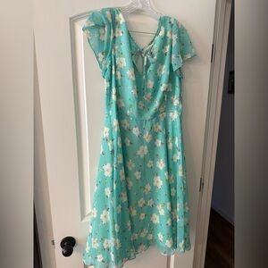 Unique Vintage Floral Dress in Aqua